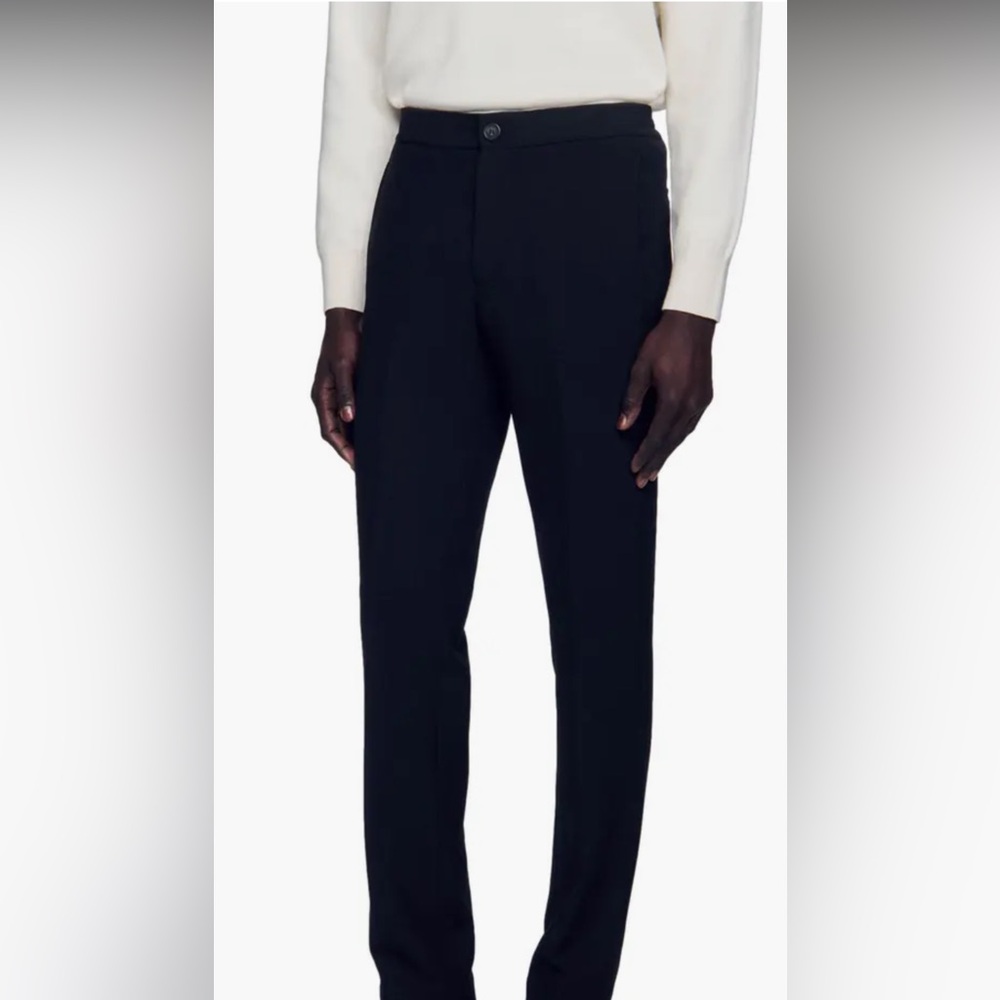 SANDRO BLACK JERSEY ELASTICATED WAIST PANTS SIZE EU 42 - US 32